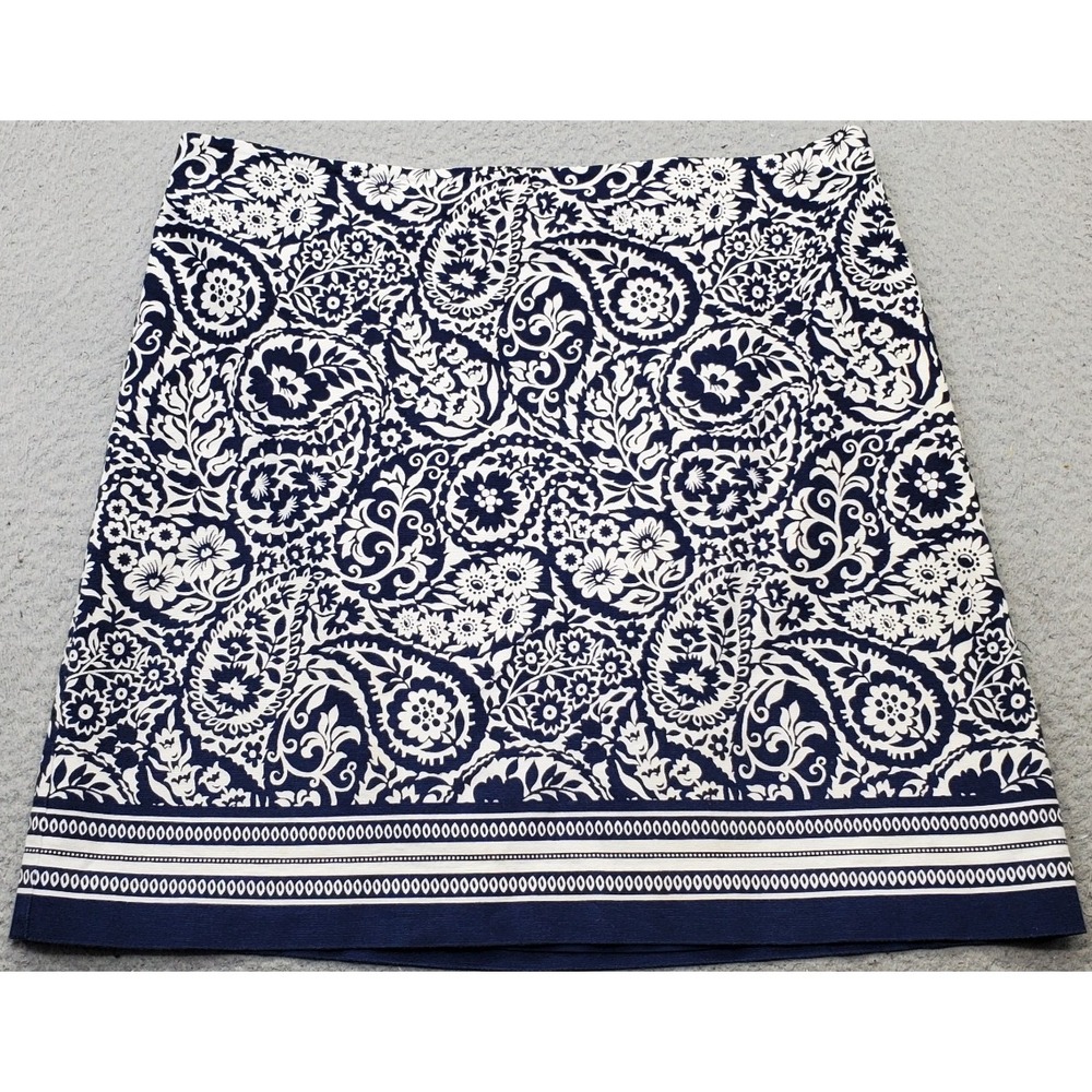 Talbots A-Line Skirt Women 12 Multi Paisley Floral Stretch Lined Career Side Zip